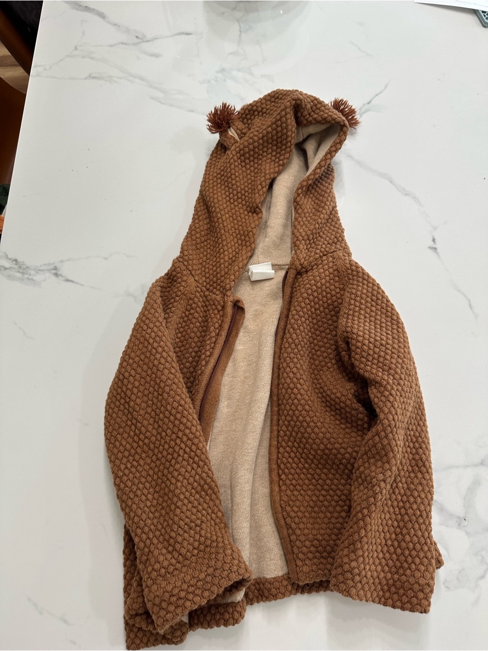 H&M Brown and Beige Toddler Zip Hoodie